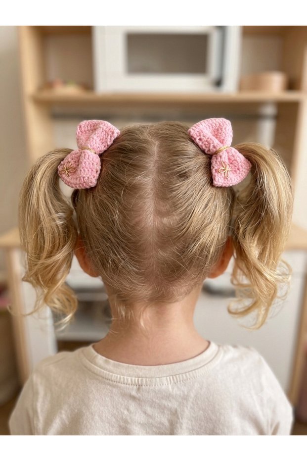 Girl's Knitted Snap Bow Buckle