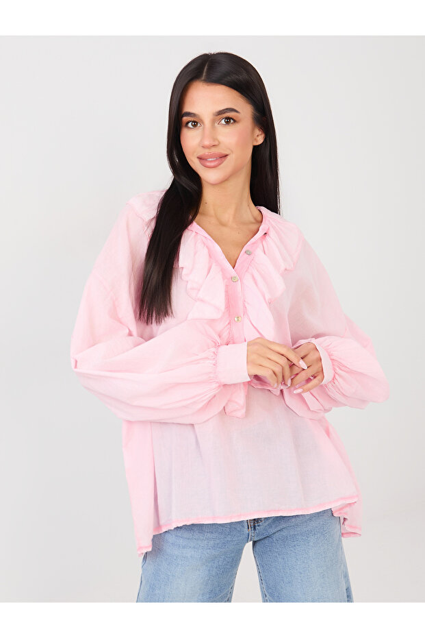 Bluza Dama Maneca lunga, Boho, MU MU, Roz Eleganta Office