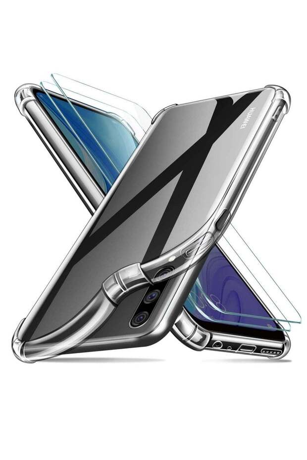 Huawei Y9s Case with 2 Pack Screen Protector, Clear Huawei Y9s Case Cover, Tempered Glass Film