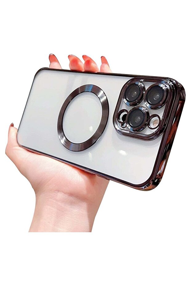 Compatible with iPhone 14 Pro Max Case Magnetic with Full Camera Lens Protective,Electroplated Silicone Clear Shockproof Protective Case Cover 6.7 Inch