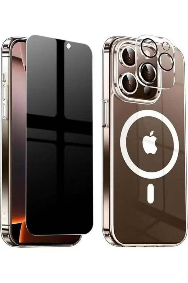 Clear Magnetic Privacy Case for iPhone 16 Pro Max – Slim Shockproof TPU Bumper with Hard PC Cover – Full Protection with Screen and Camera Guards – Wireless Charging Compatible