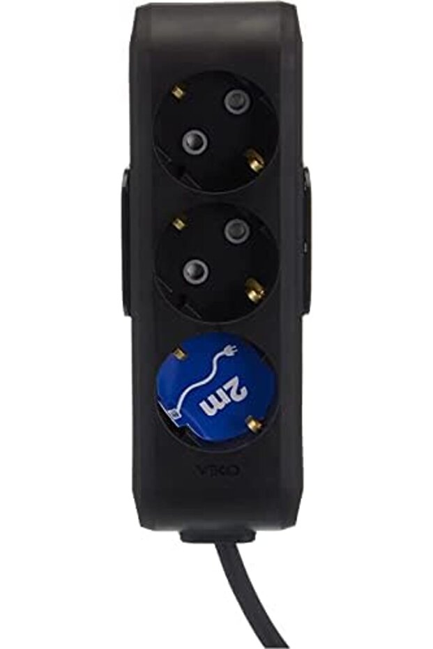 Pazarnet Ti̇caret Multi-Let 3-Outlet Grounded Wired Cable Socket 2m Black Socket 2026 1302237