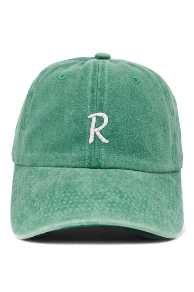 Light Green Embroidered Washable Vintage Unisex Hat with Letter R