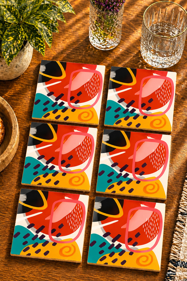 Modern Set of 6 Coasters - Uv Printing Mdf - 10X10 cm
