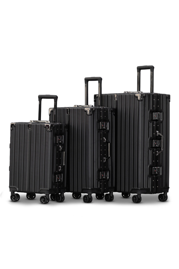 Aluminum Frame Unbreakable Luggage 3Pcs Set (20/24/28 Inch) Polycarbonate Hard Shell Suitcase