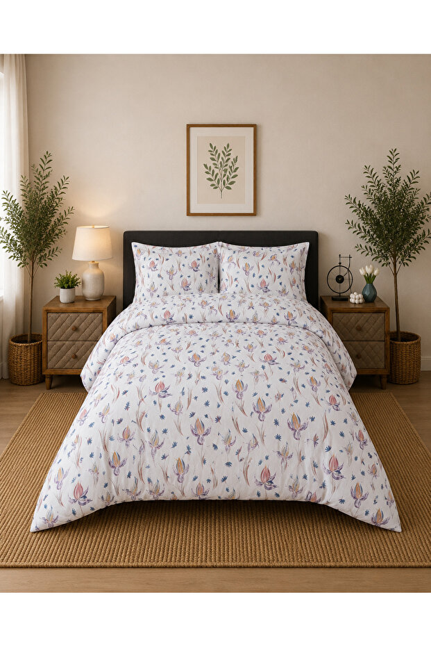 Double Duvet Cover Set 100% Cotton 200X220 | Elastic Sheet 160X200