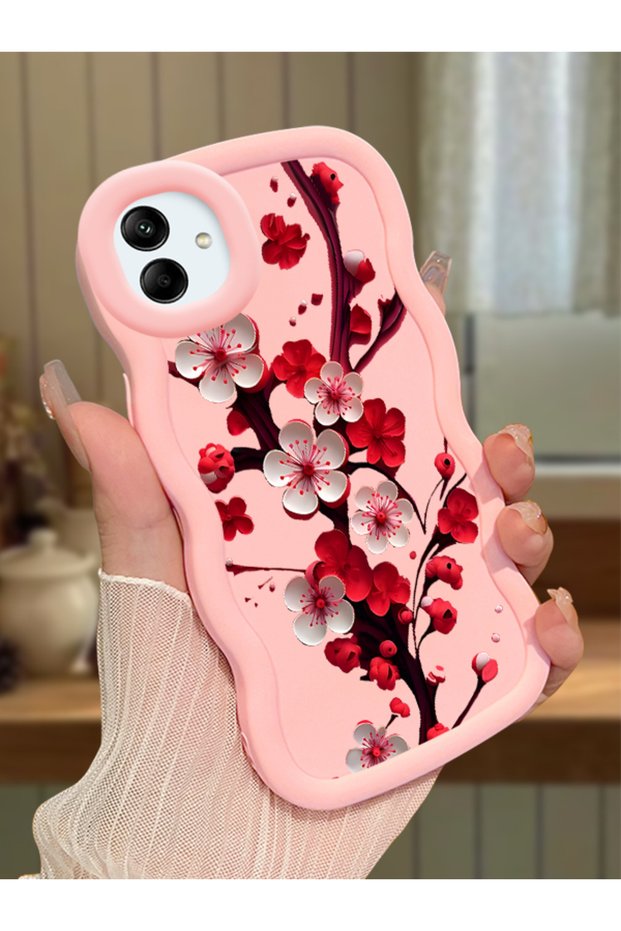 Samsung Galaxy M13 Compatible Case Camera Protector Pink Silicone Couple Phone Case Floral Pattern