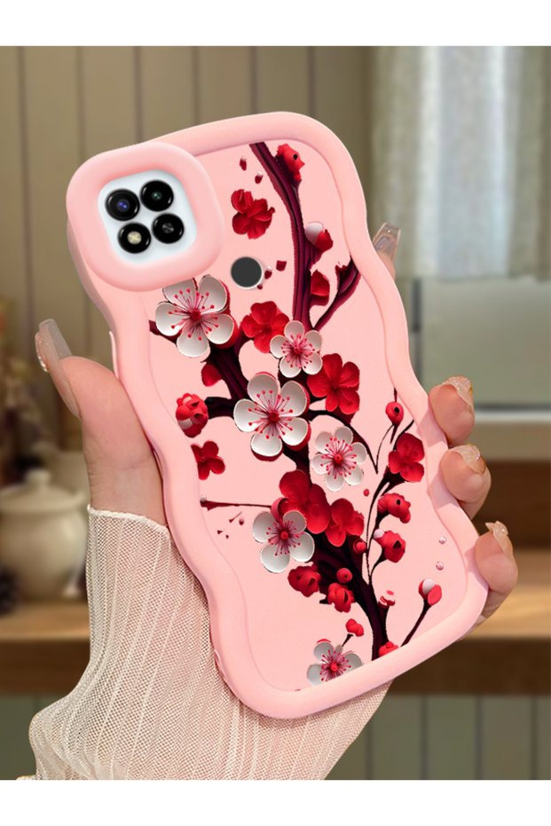 حافظة متوافقة مع هاتف Redmi 9c، حافظة حماية للكاميرا من السيليكون الوردي، حافظة هاتف بنمط زهور