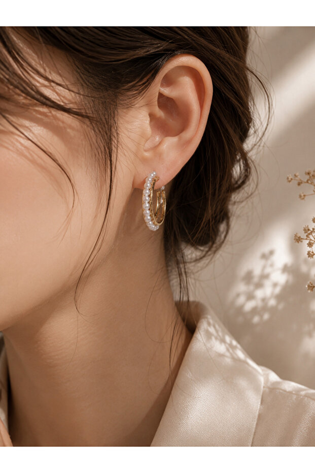 Pearl Charm Hoops - 2