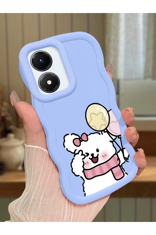 Vivo Y02S Compatible Case Camera Protector Blue Silicone Couple Phone Case Cat Pattern