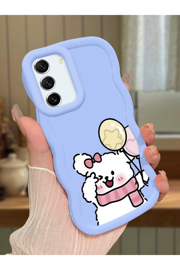 Samsung Galaxy S21 Fe Compatible Case Camera Protector Blue Silicone Couple Phone Case Cat Pattern