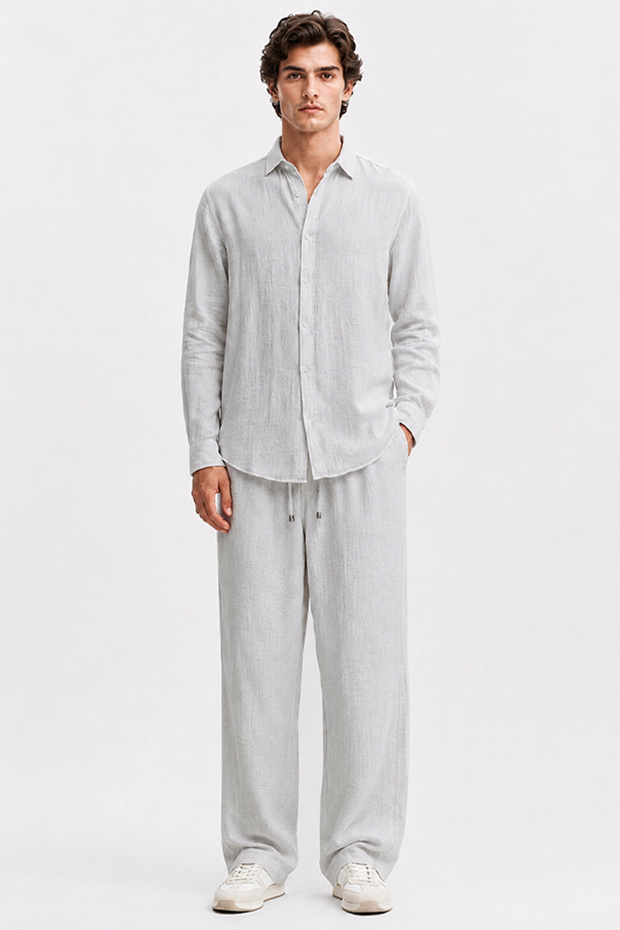 Gray Regular Fit Muslin Set