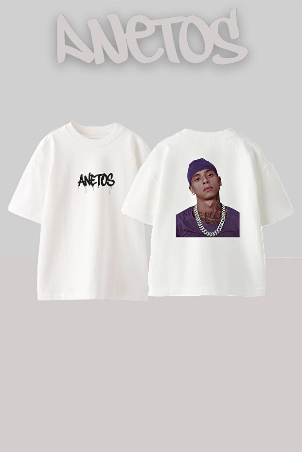 Rapper Chain Design Printed Oversize White T-Shirt