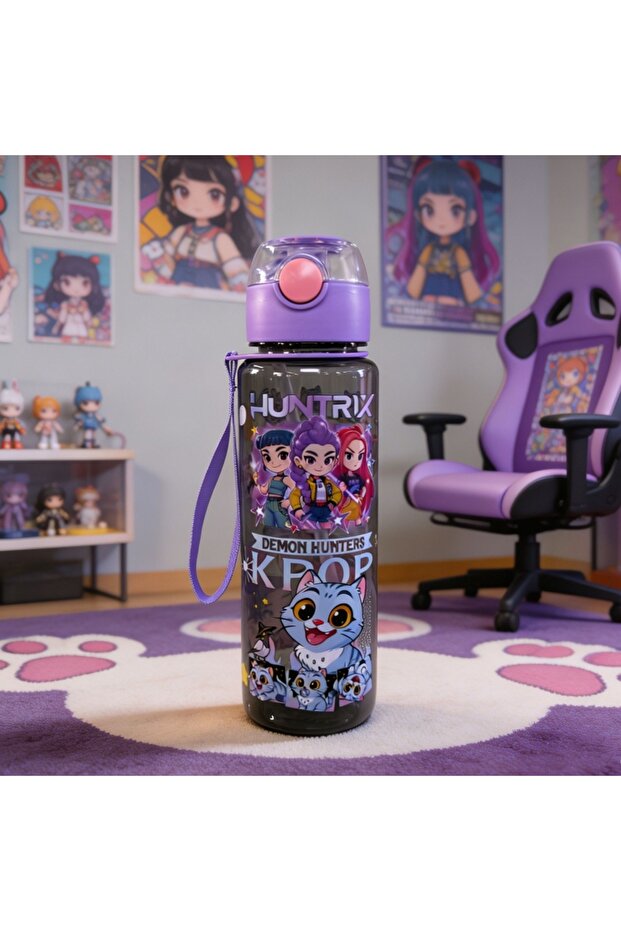 Hasbro 700ML-750ML 700ML Black Purple Cartoon Dancing Girl Group Pattern Water Bottle, Double-sided