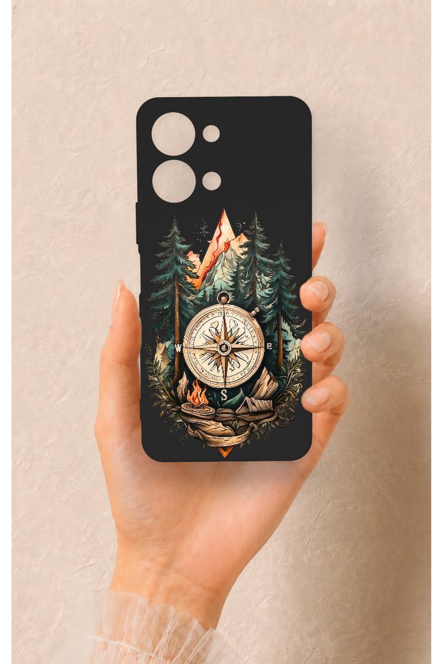 Vivo Y05 4g Compatible Compass Forest Pattern Silicone Case