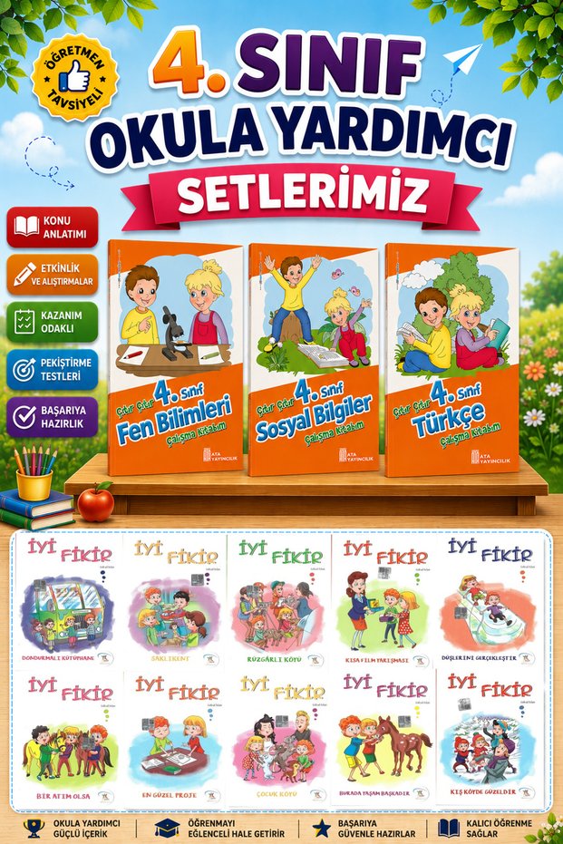 4Th Grade Çıtır Çıtır Türkçe + Fen Bilimleri + Sosyal Bilgiler + İyi Fikir Hikaye Seti