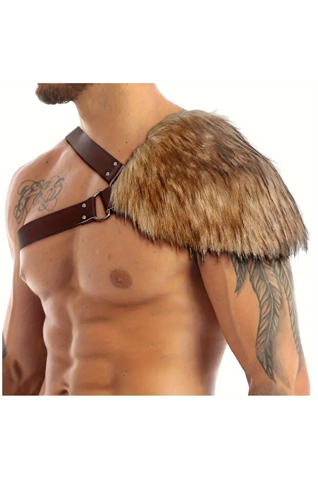190cm Style A 1PCS Medieval Viking Belt the Renaissance Knight Accessories with Fur Shoulder Armor S