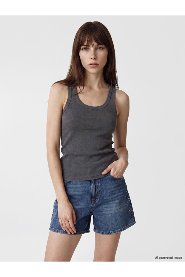 Anthracite U-Neck Women's Undershirt
