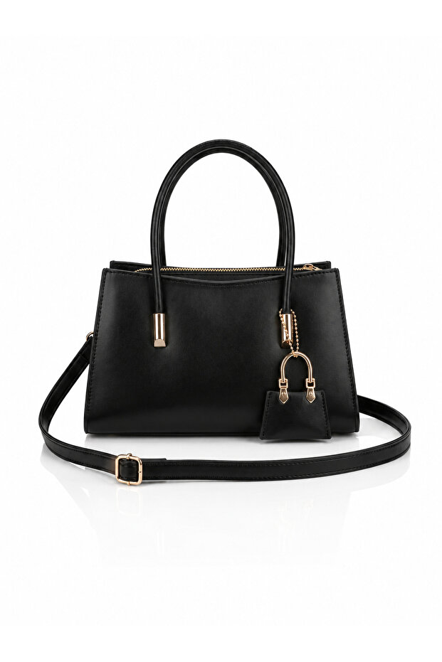 Women's Gold Accessory Detailed Handbag with Shoulder Strap Mini Bag with Accessories