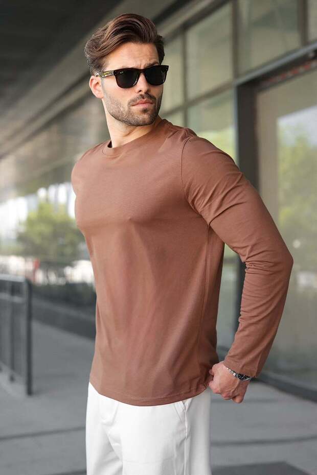 Brown 100% Cotton Slim Fit Men's T-Shirt E7187