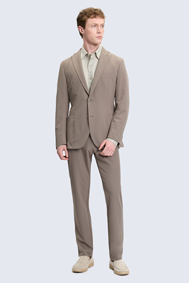 Mink Slim Fit Mono Collar Casual Suit