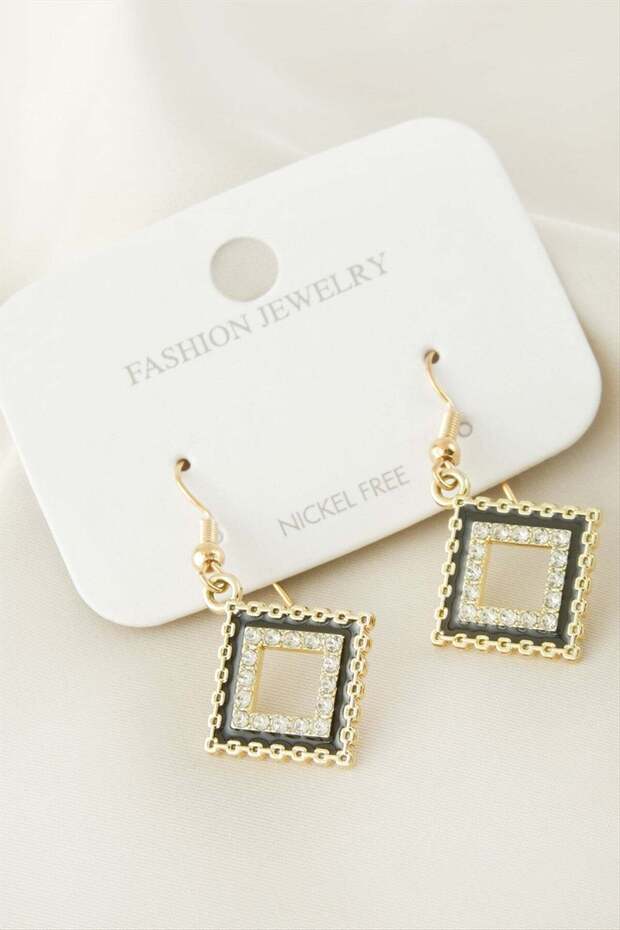 Bi̇reycel Square Stone (144527) Metal Earrings-11923305-Yellow