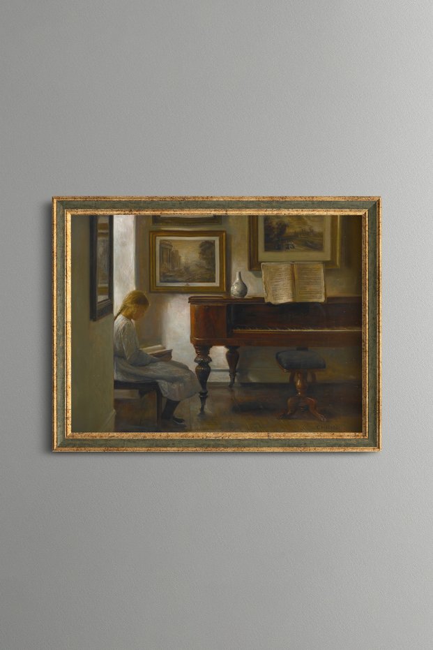 Girl in the Interior - Vintage Patterned Painting - Fine Model
