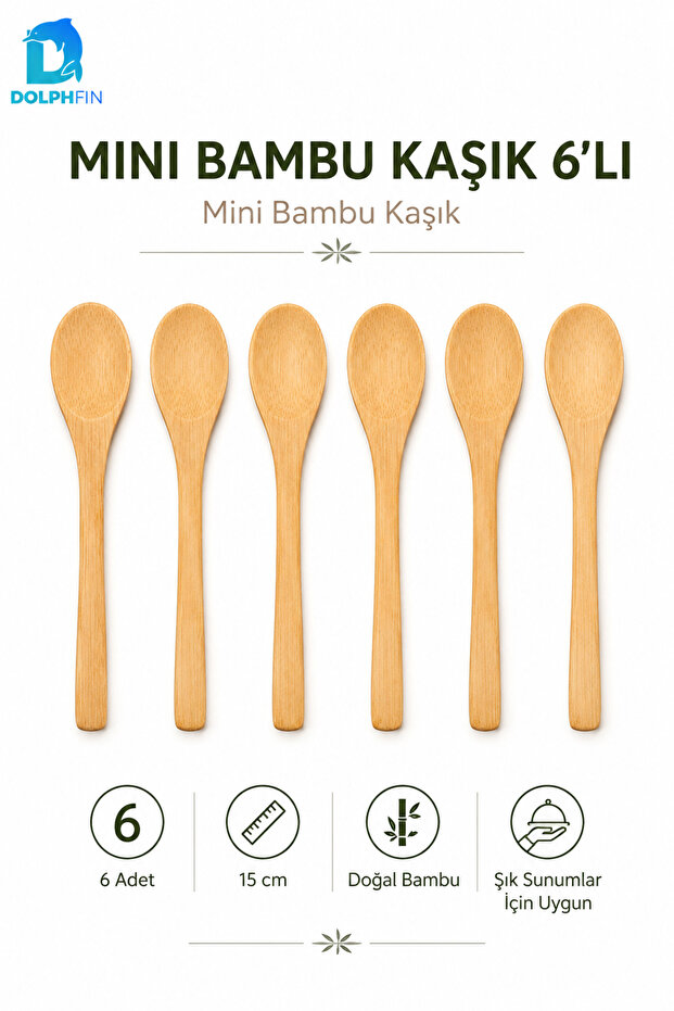 Mini Bamboo Spoon Set of 6 15 cm Natural Bamboo Dessert Jam Honey Spice Presentation Spoon