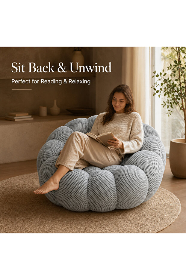 Oversized Bubble Couch Chair, Modern Memory Foam Round Bubble Sofa, 3D Honeycomb Shape Curved Sofas for Living Room/Office/Apartment/Small Space (Single-Seater)