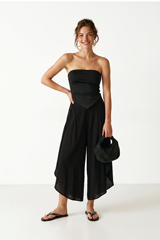 Slit Wide Ayrobin Pants Lub0378 Black