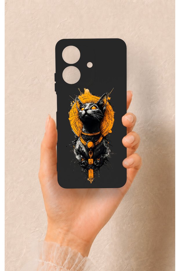 Realme Note 60 Compatible Egyptian Cat God Patterned Silicone Case