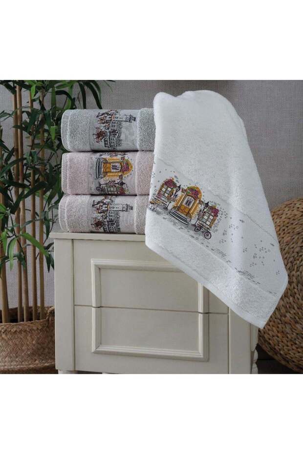 Printed Combed Cotton Camellia Hand-Face Towel 50X90Cm Pack of 4