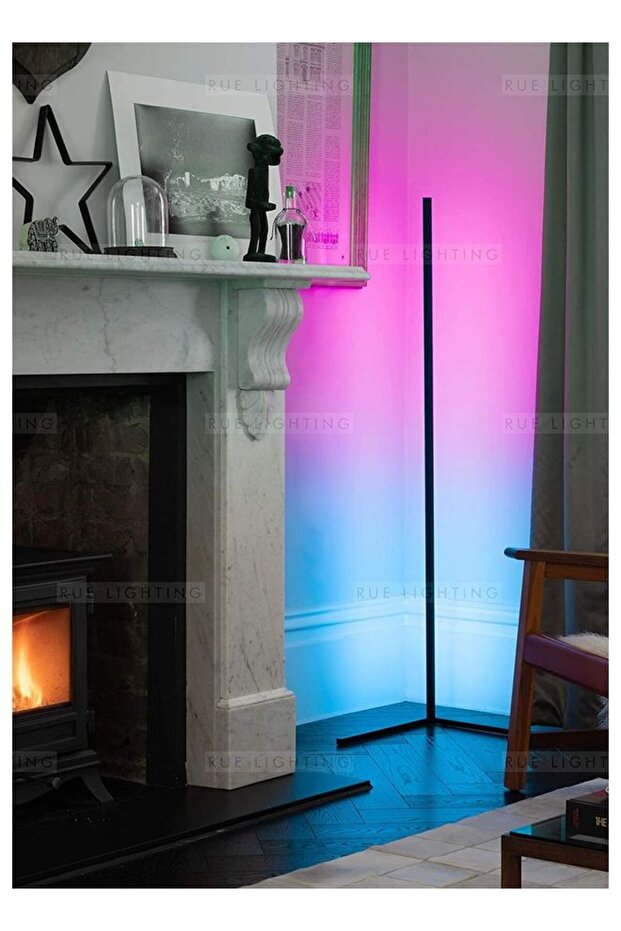 Remote Control RGB LED Corner Floor Lamp Blue