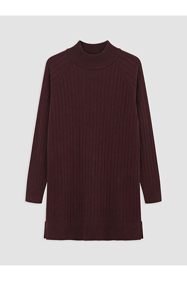Lcw Modest Burgundy Half Turtleneck Women's Knitwear Tunic