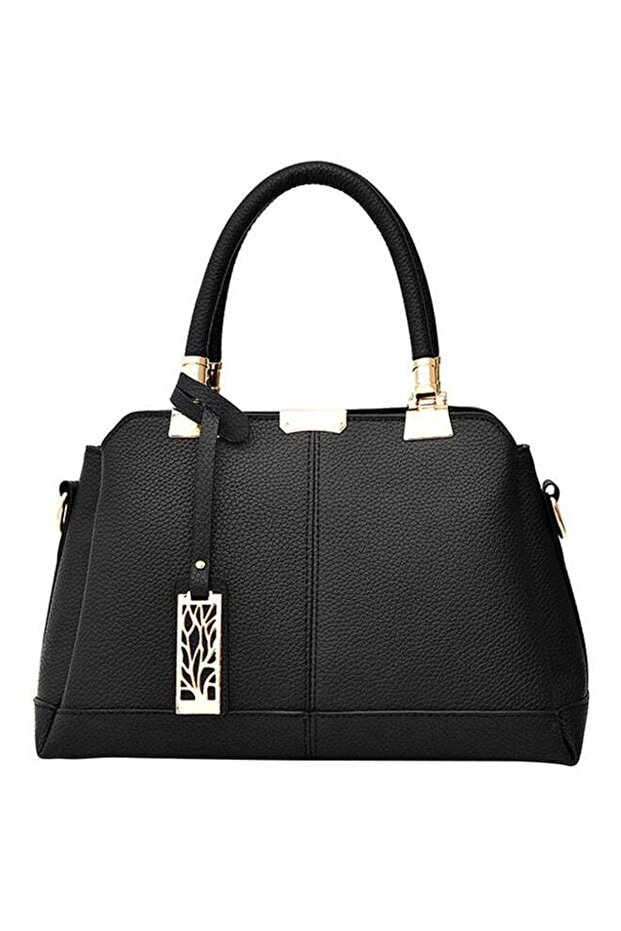 Zip Closure Shoulder Bag Black