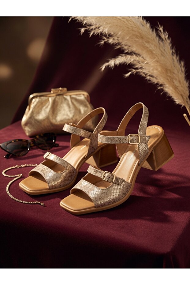 - Genuine Leather Heeled Sandals