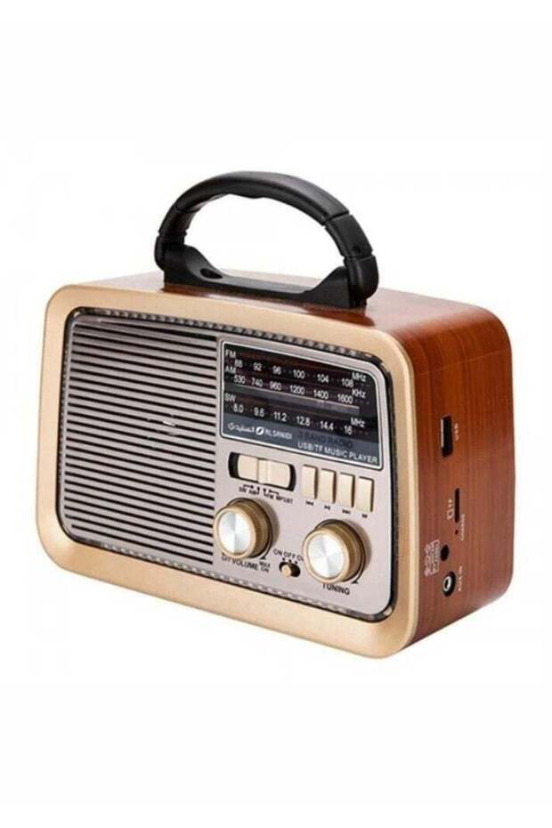 راديو FM - AM - SW ذهبي/بني/أسود بلوتوث صوت محمول TF بطاقة USB فلاش قرص Aux تشغيل