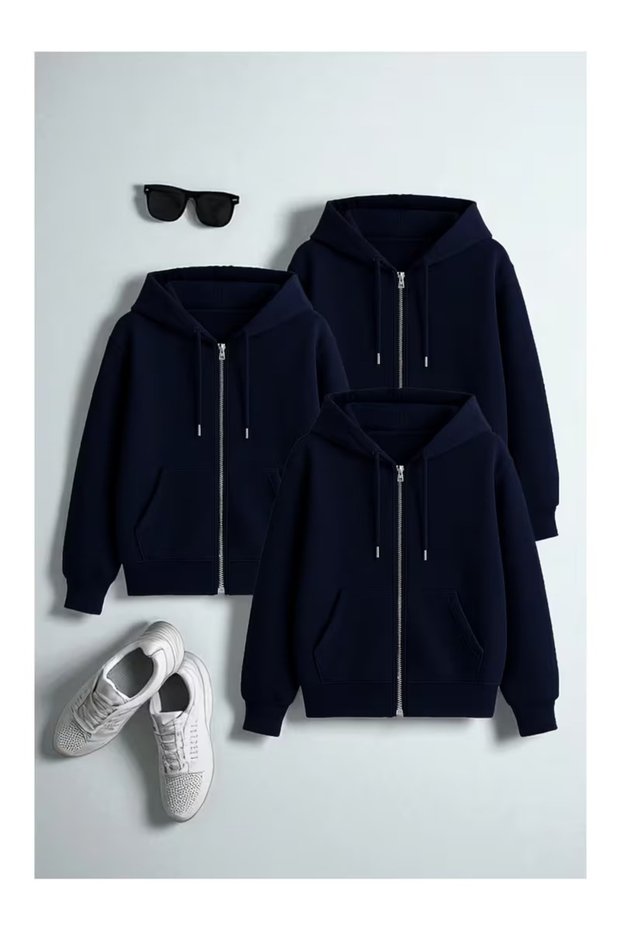 Triple Advantage Pack Unisex Zippered Hooded Comfortable Cut Sweatshirt