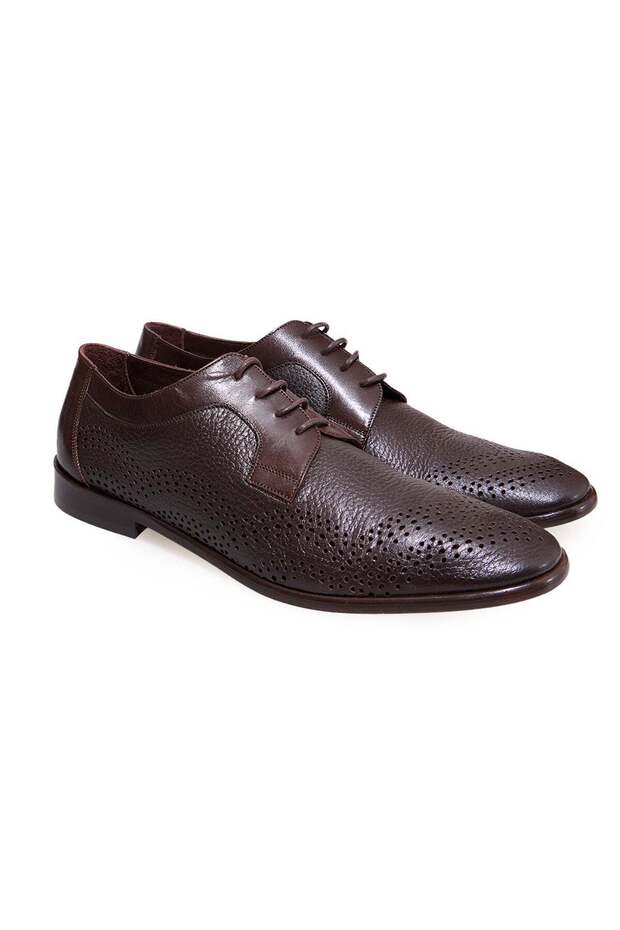 Brown Lace-Up Genuine Leather Men's Shoes