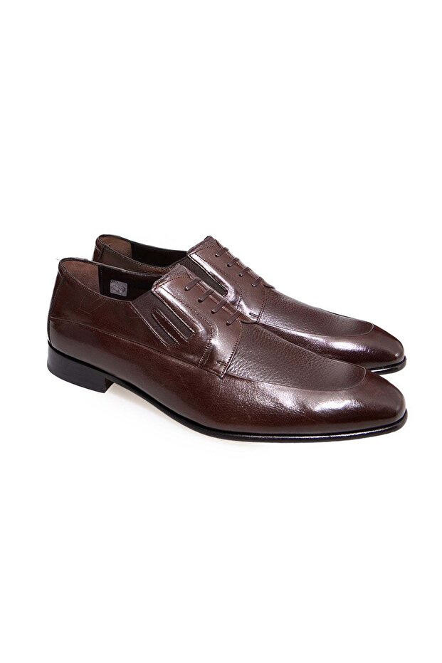Brown Laceless Genuine Leather Men's Shoes
