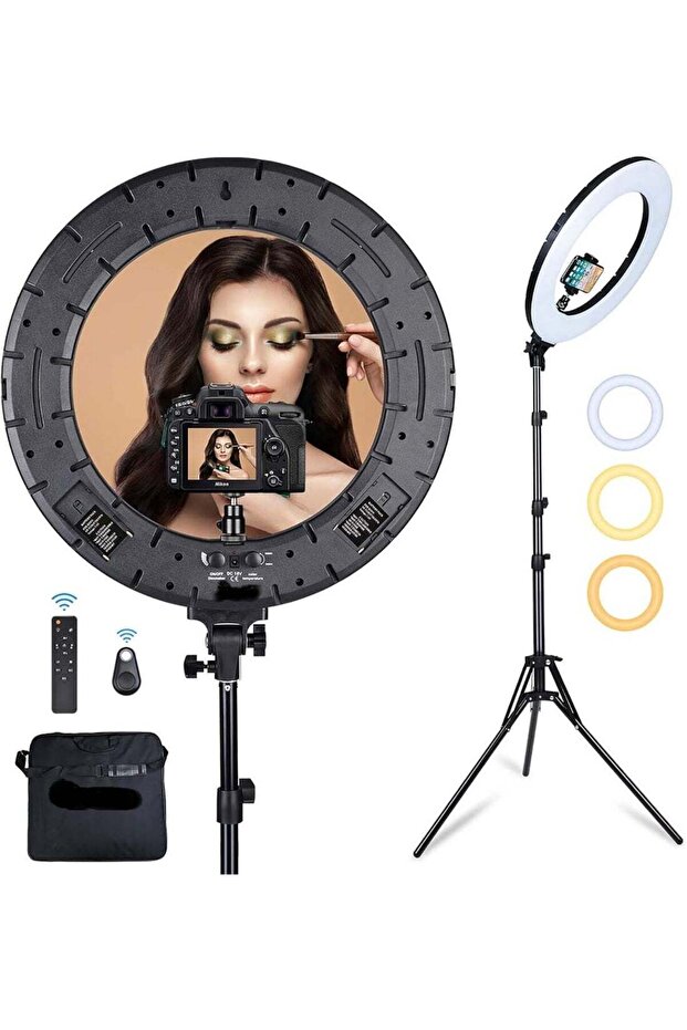 Professional 21-Inch LED Ring Light RL-21 with USB Ports, Remote Control & Dimmable Brightness