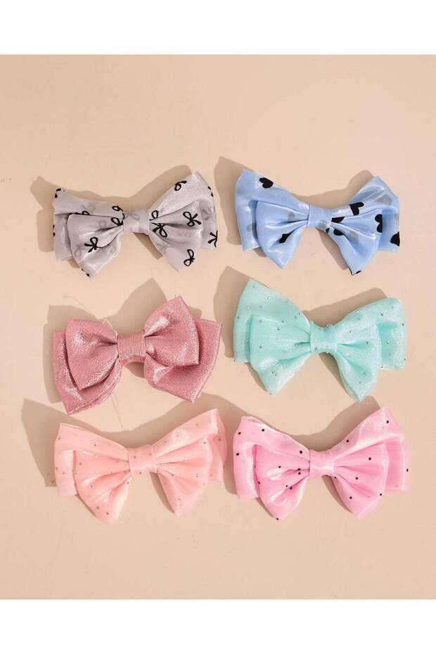 Girls Assorted Embellished Hair Clip Set (Pack Of 6)