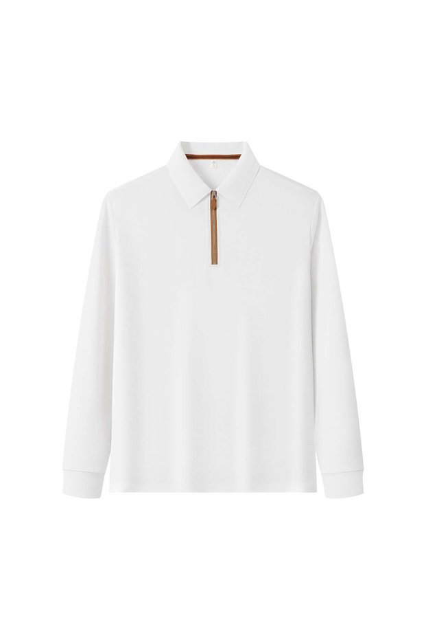 Arw61038 Seri̇ntutan--High Quality Long-Sleeved Zippered Polyamide Polo Collar Tshirt