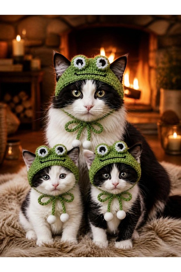 Handcrafted Crocheted Figures and Pompoms for Your Patili Friends - with Laces - Cat and Dog Accessories.