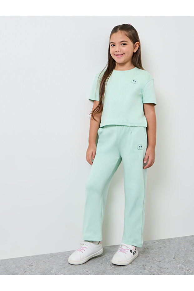 Girls Cotton Crop Top and Joggers Set