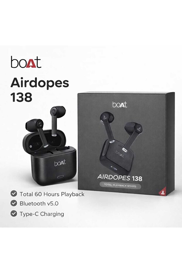 Airdopes 138 Wireless Earbuds with 60H Playback & Type-C Charging