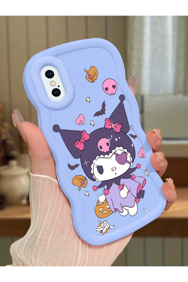 iPhone X Compatible Case Camera Protector Blue Silicone Couple Phone Case Cartoon Pattern