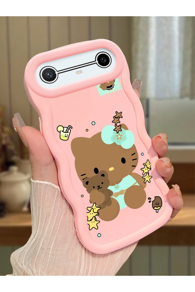 Tecno Spark Slim Compatible Case Camera Protector Pink Silicone Couple Phone Case Kitty Pattern