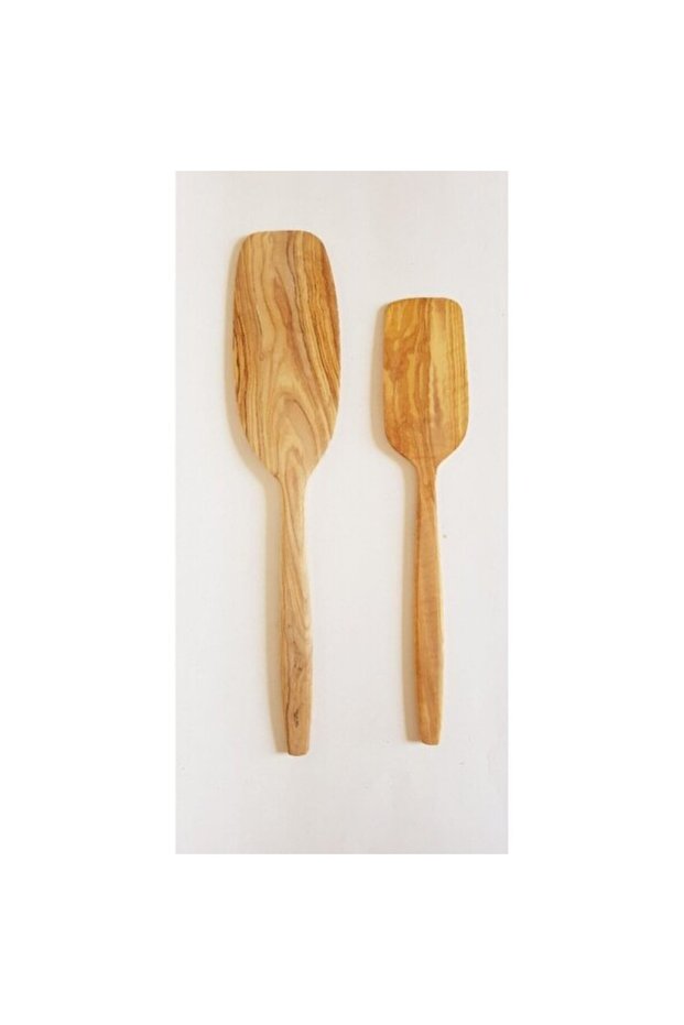 Double Olive Wood Spatula Set, Different Sizes, Durable and Stylish Design