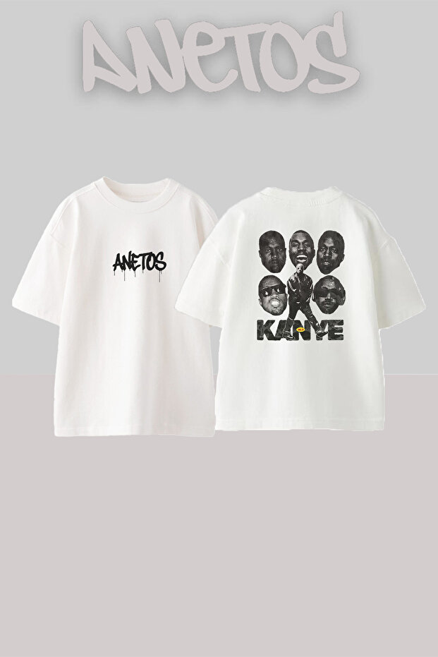 Kanye West_28 Design Printed Unisex Oversize White Tshirt